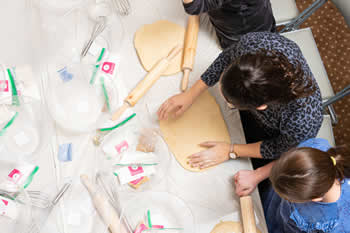 Rolling dough on table